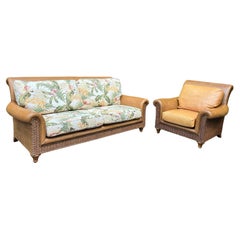 Custom Indoor/Garden Wicker & Rattan Sofa and Chair in the Style of Brown Jordan