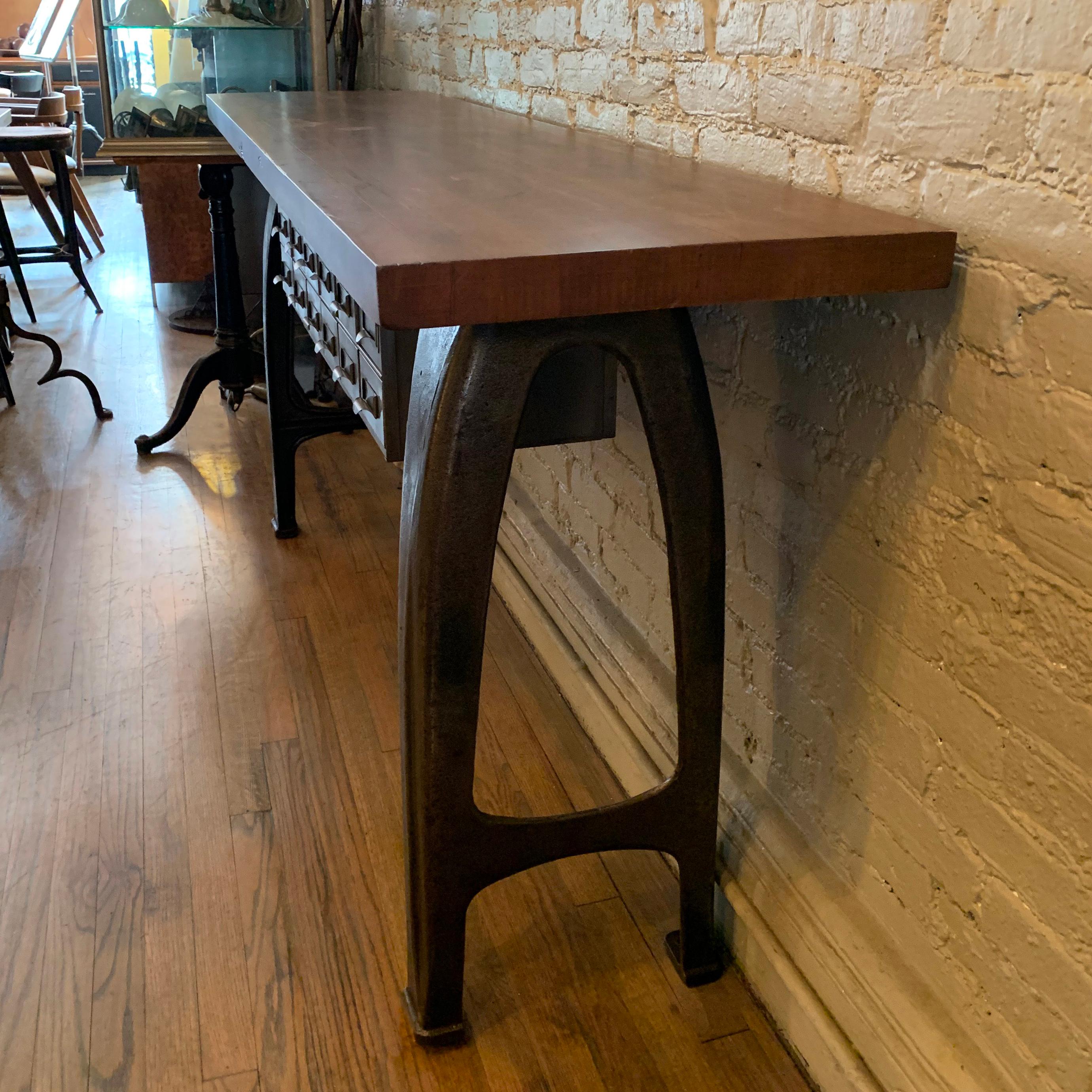 Custom Industrial Console Work Table In Good Condition In Brooklyn, NY