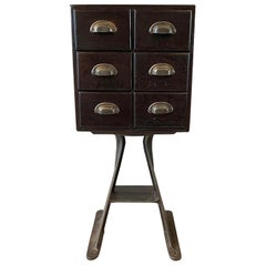 Custom Industrial Ebonized Oak Index Cabinet