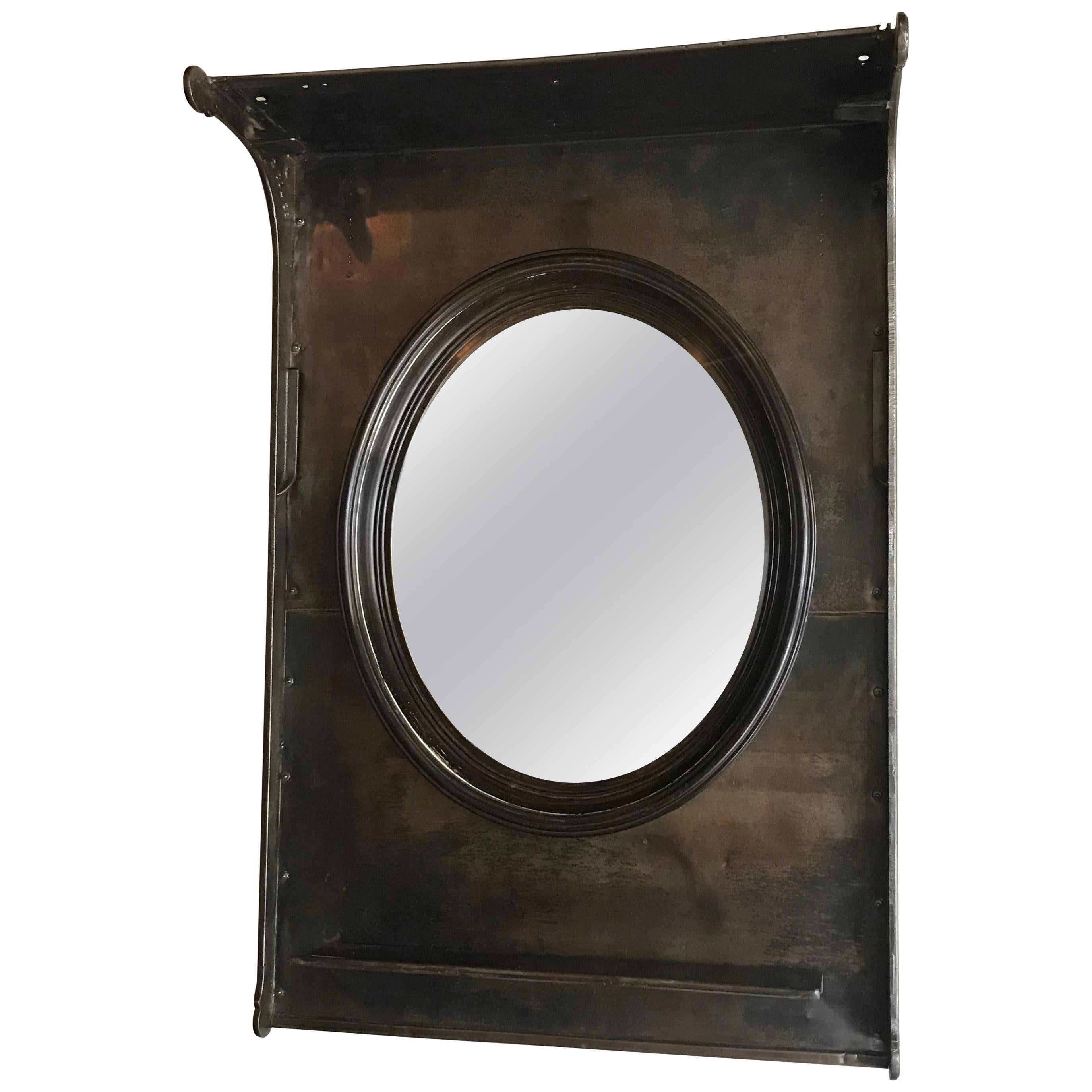 Custom Industrial Gunmetal Steel Entryway Foyer Mirror at 1stDibs foyer mirrors, entryway