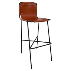 Custom Industrial Leather And Wrought Iron Bar Stool