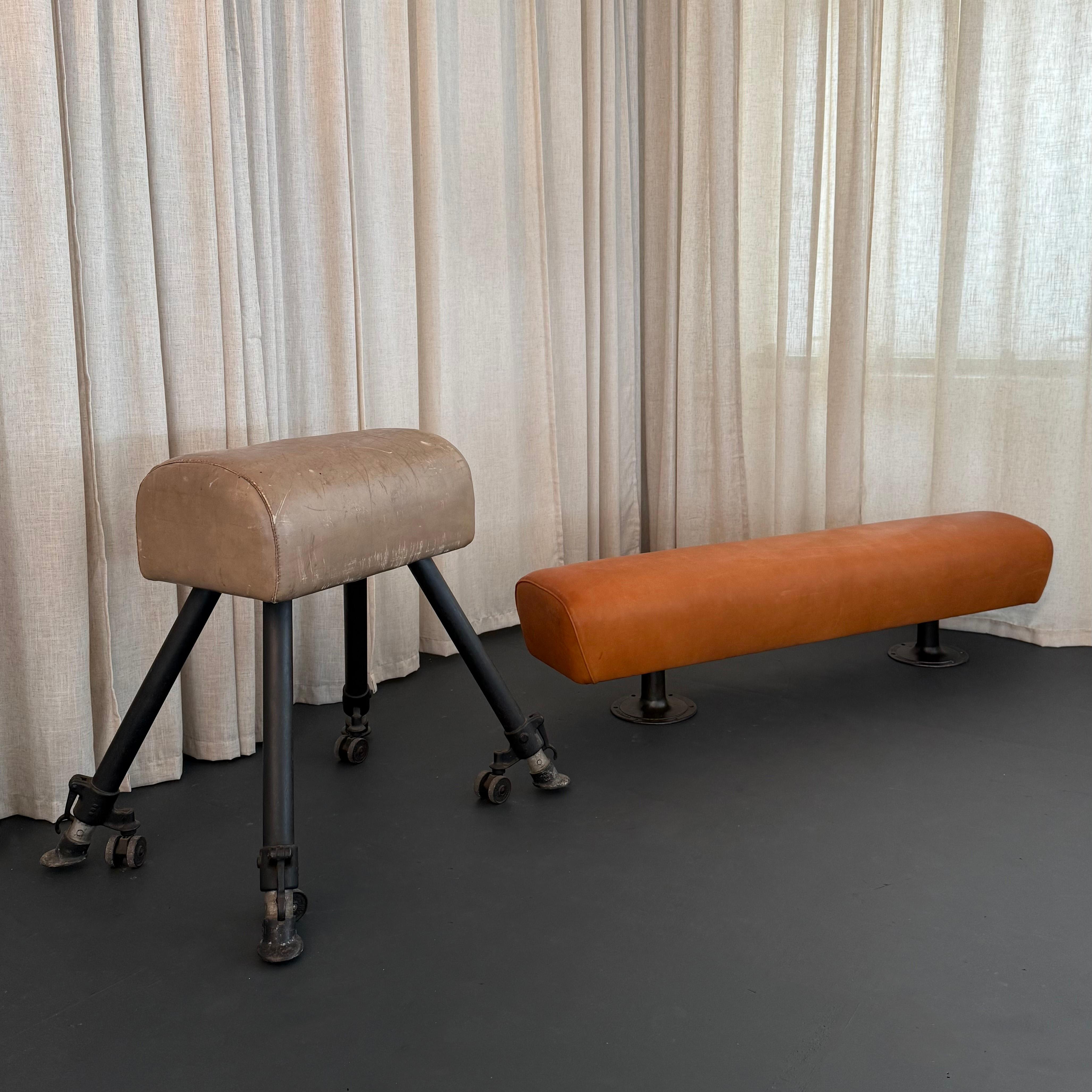 Banc d'arçon en cuir industriel pour gymnase sur mesure en vente 3