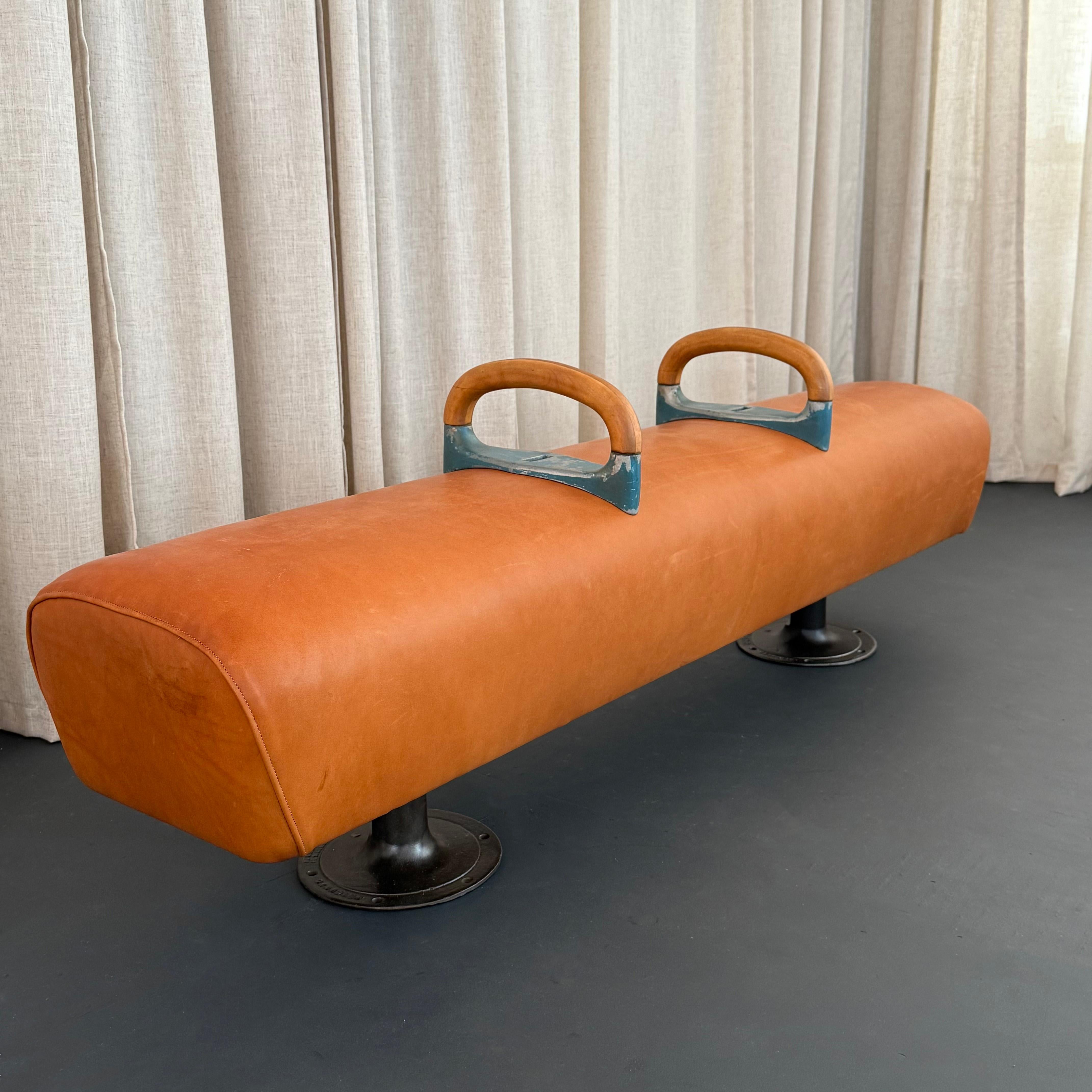 Banc d'arçon en cuir industriel pour gymnase sur mesure en vente 4