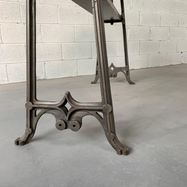 Custom Industrial Maple And Cast Iron Console Table at 1stDibs