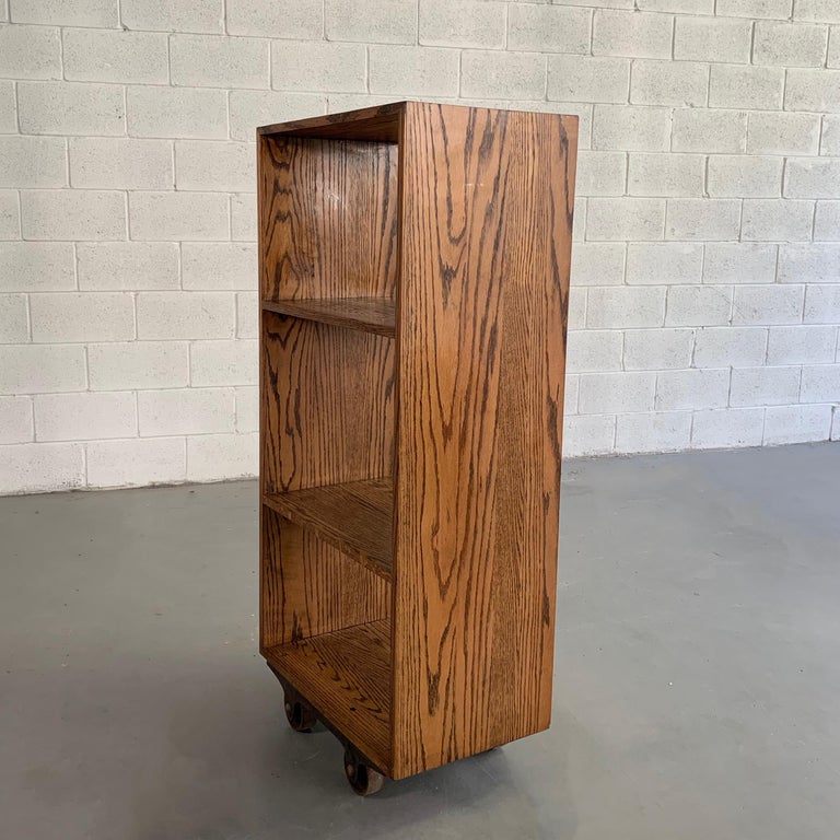 Custom Industrial Rolling Open Bookcase Shelf Unit at 1stDibs