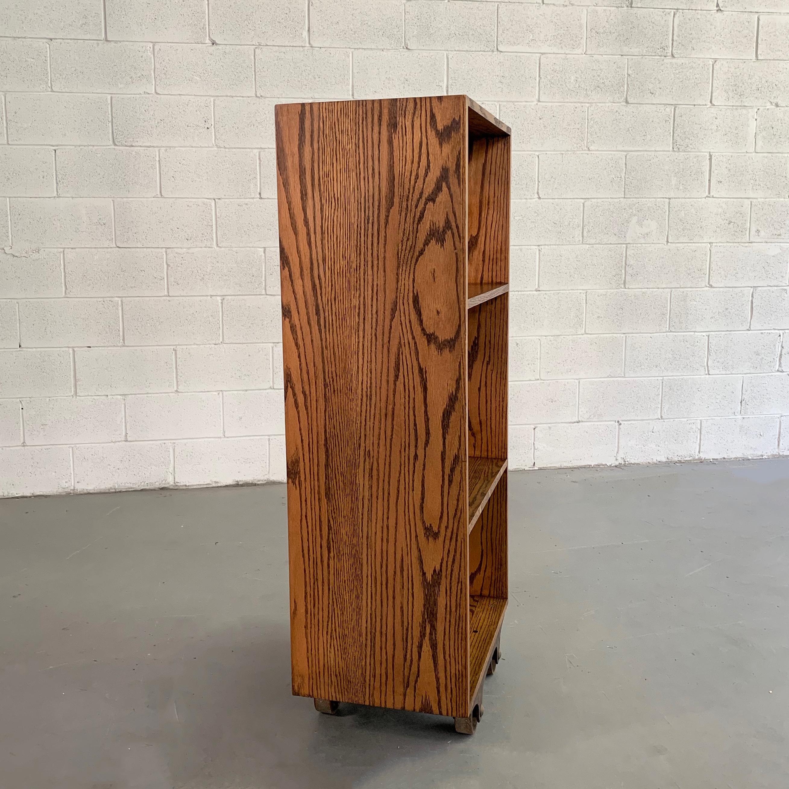 Custom Industrial Rolling Open Bookcase Shelf Unit In Good Condition In Brooklyn, NY