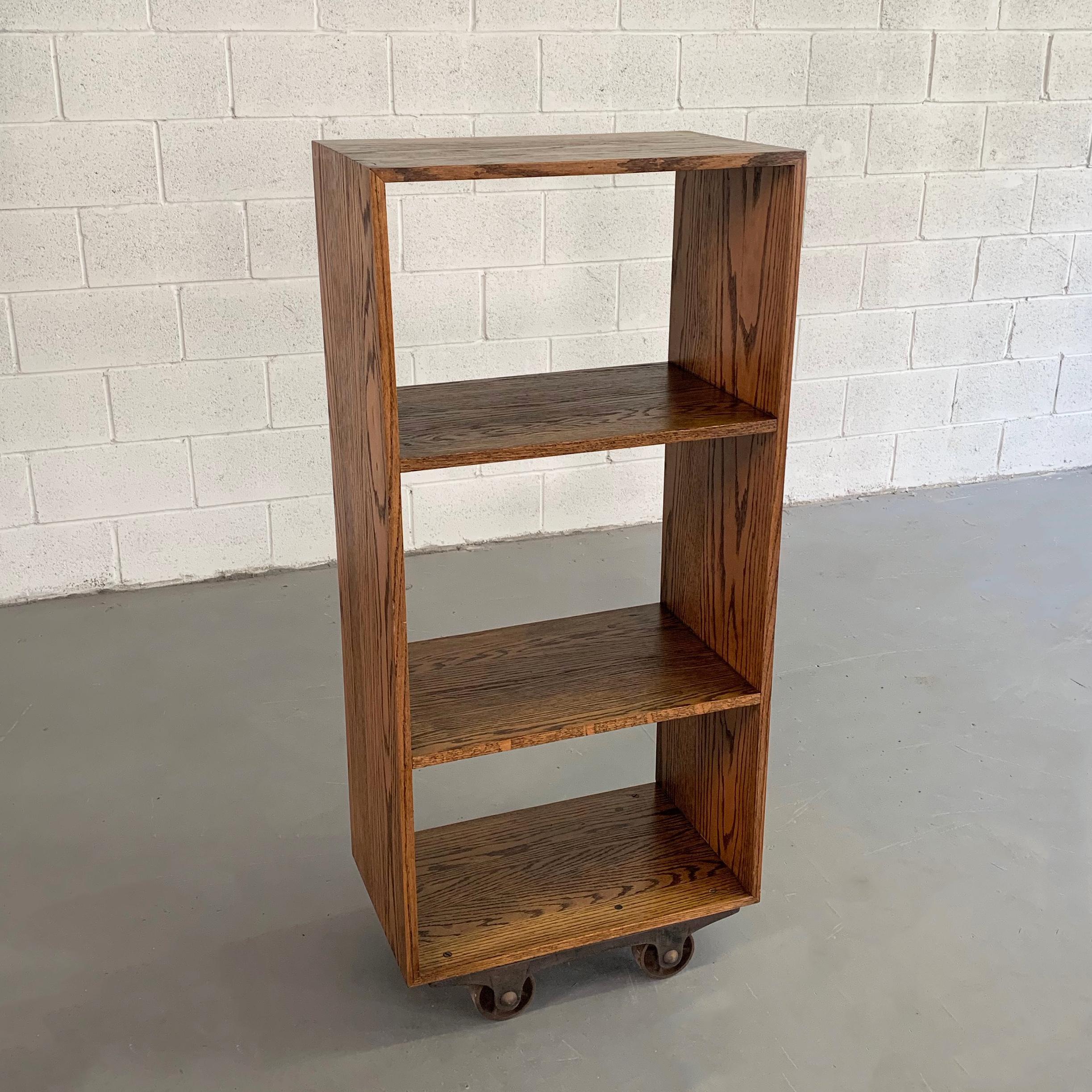 American Custom Industrial Rolling Open Bookcase Shelf Unit