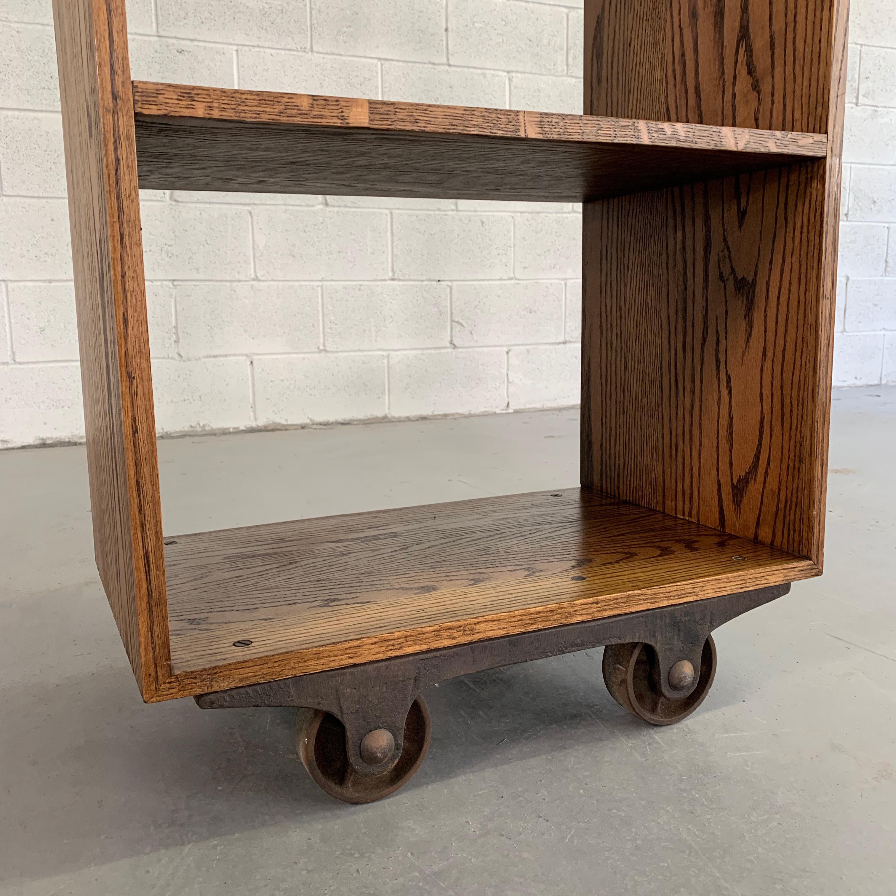 Contemporary Custom Industrial Rolling Open Bookcase Shelf Unit