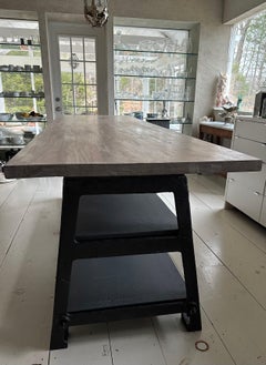Custom Industrial Style Kitchen Island with Butcher Block Top