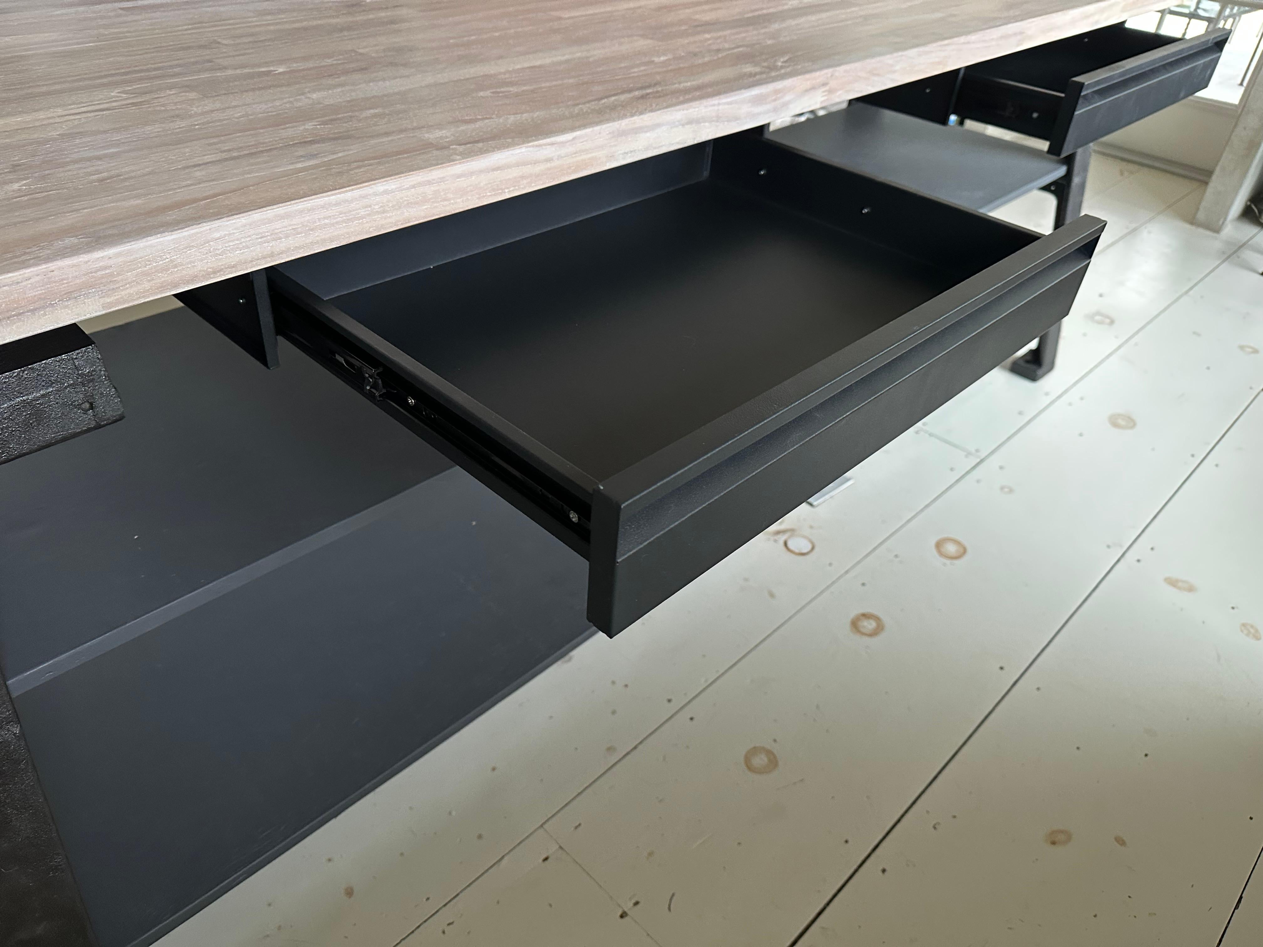 Custom Industrial Style Kitchen Island with Butcher Block Top For Sale 4
