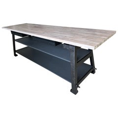 Custom Industrial Style Kitchen Island with Butcher Block Top