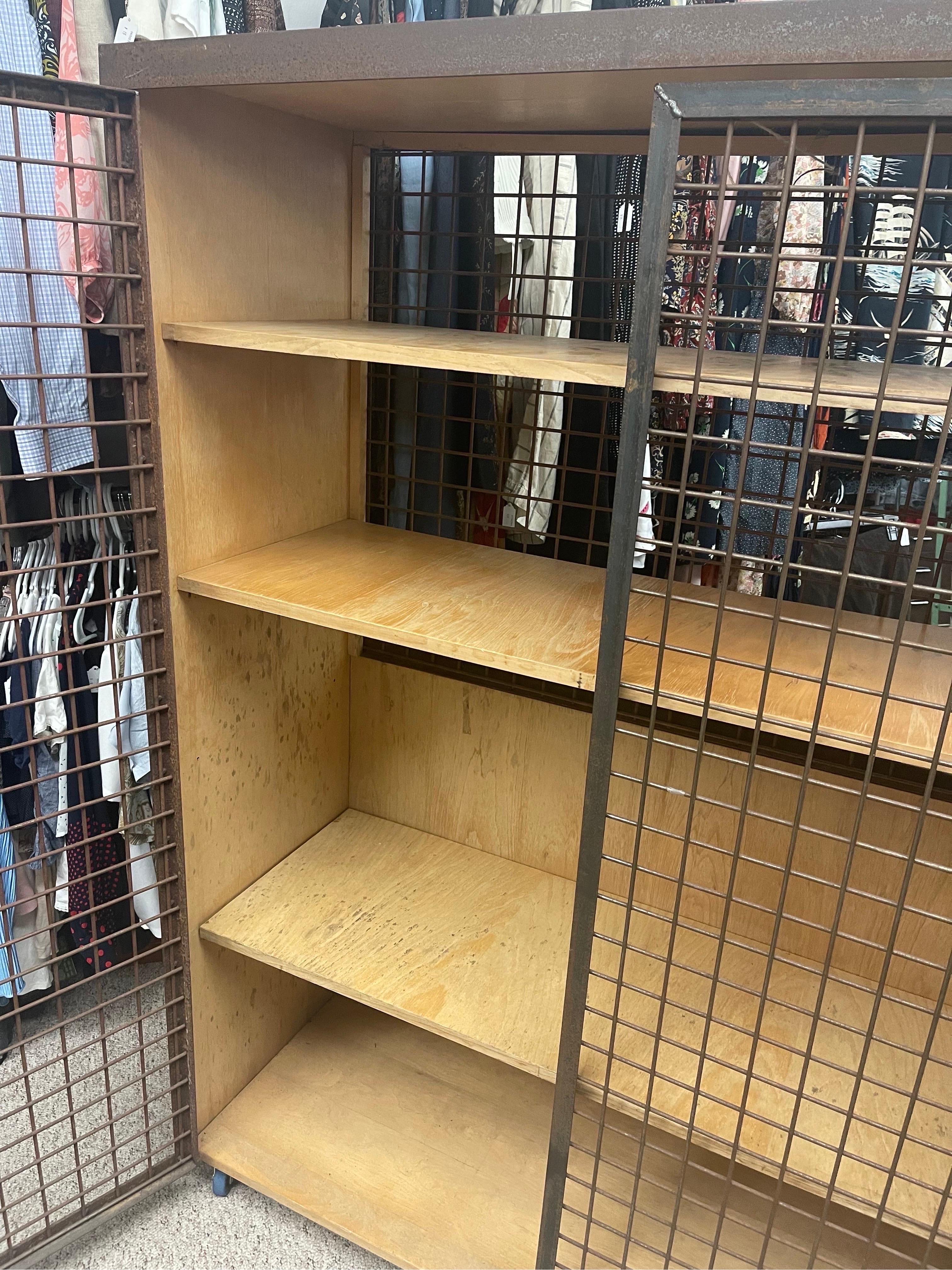 Metal Custom Industrial Style Vintage Cabinet, Adjustable Shelf For Sale