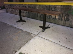 Custom Industrial Walnut And Cast Iron Console Table