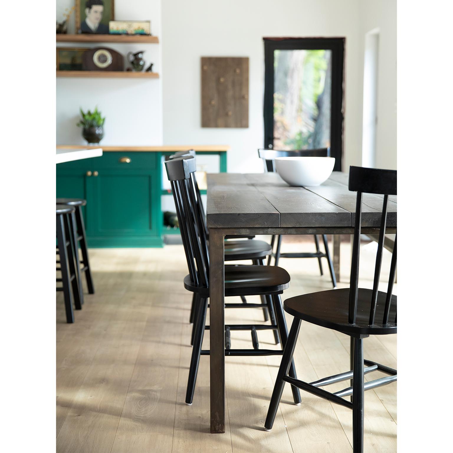 Acier inoxydable Table d'atelier industrielle personnalisée avec plateau en bois massif et base en acier, petite en vente