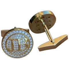 Custom Initial Diamond Cufflinks, 1.40 Carat Approximate 18 Karat, Ben Dannie