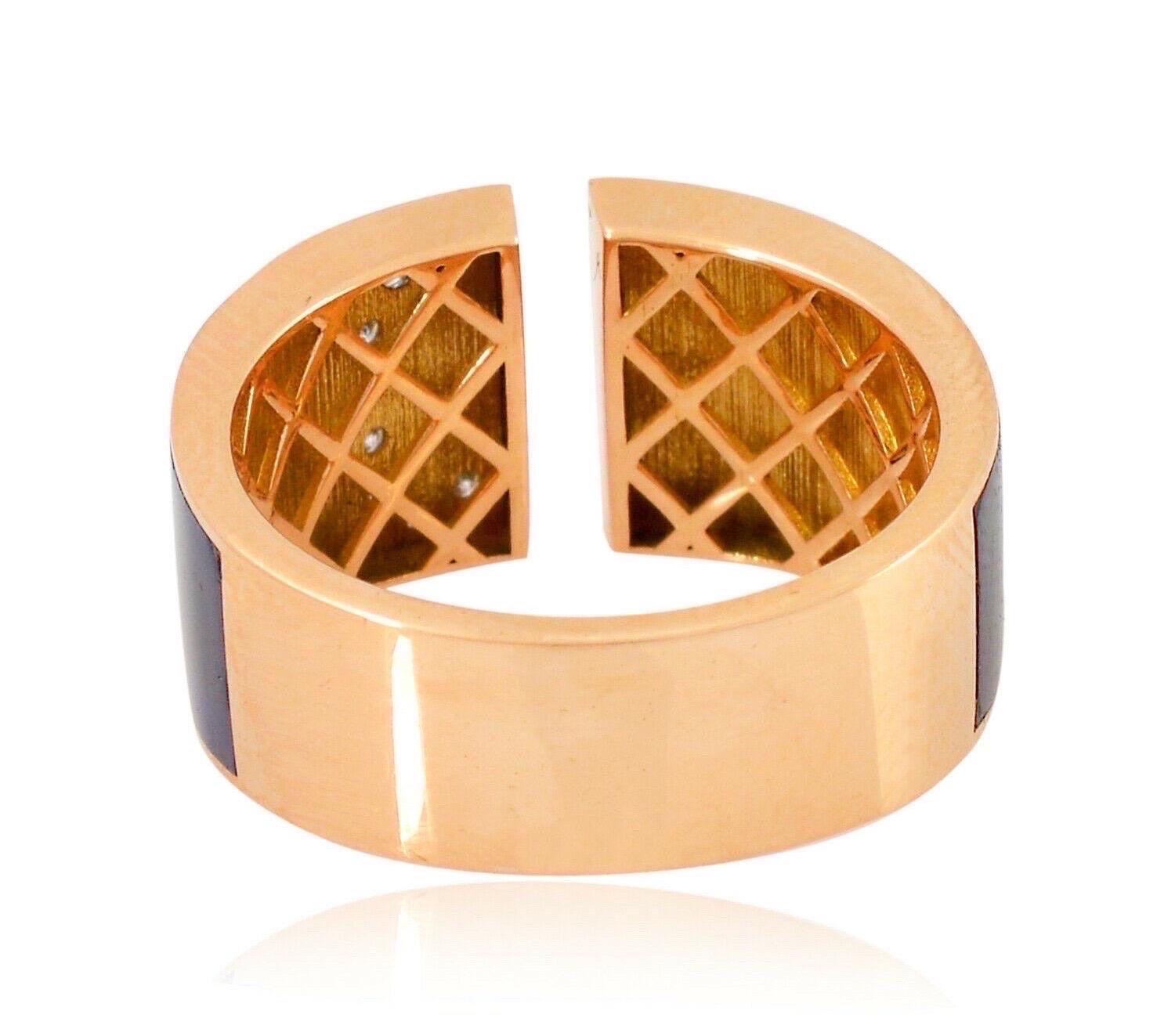 For Sale:  Custom Initial Enamel Lapis Diamond 18 Karat Gold Ring 4