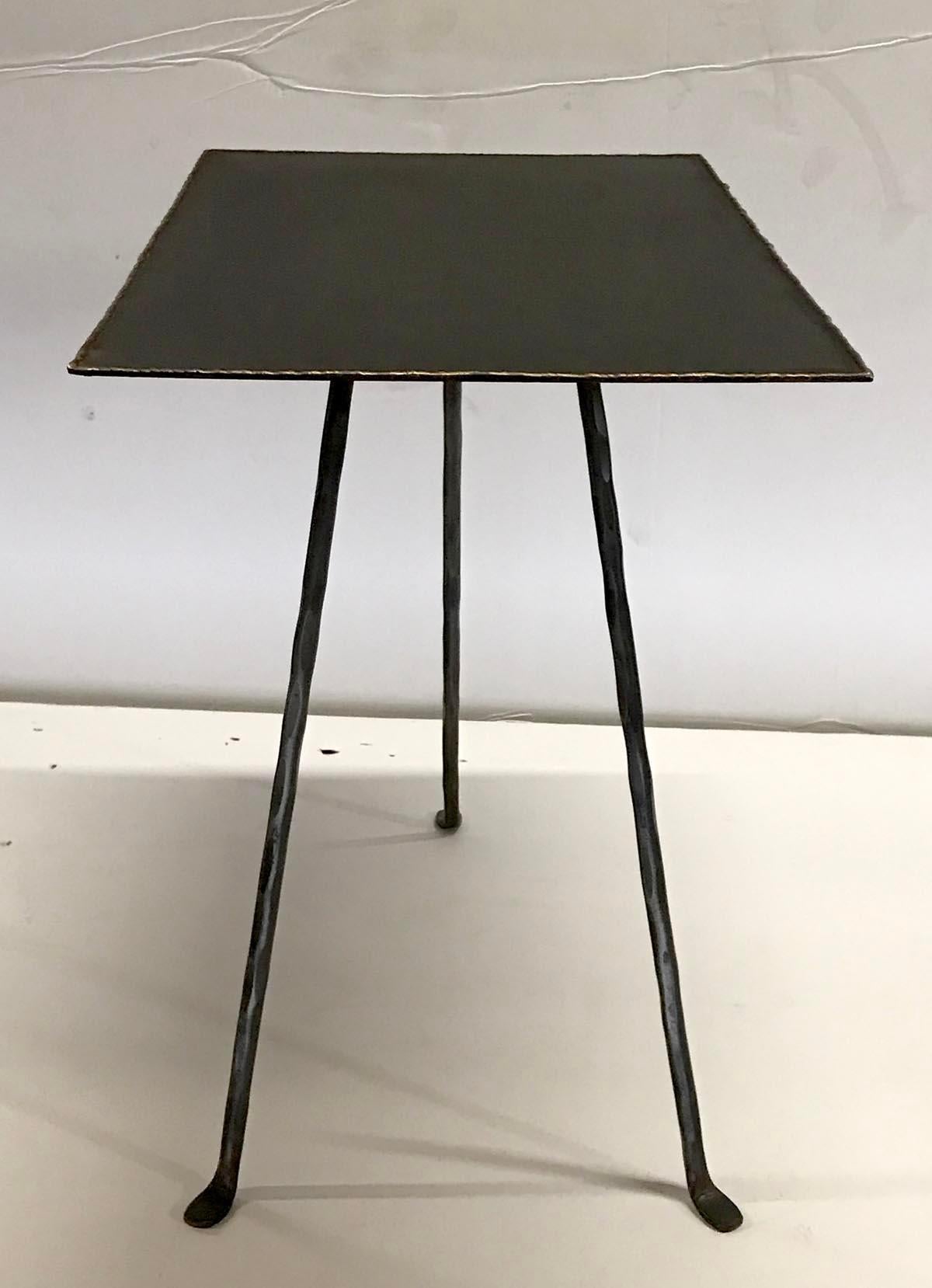Contemporary Custom Iron and Bronze Side Tables