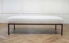 Custom Iron and Vintage Rug Upholstered Bench