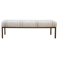 Custom Iron and Vintage Rug Upholstered Bench