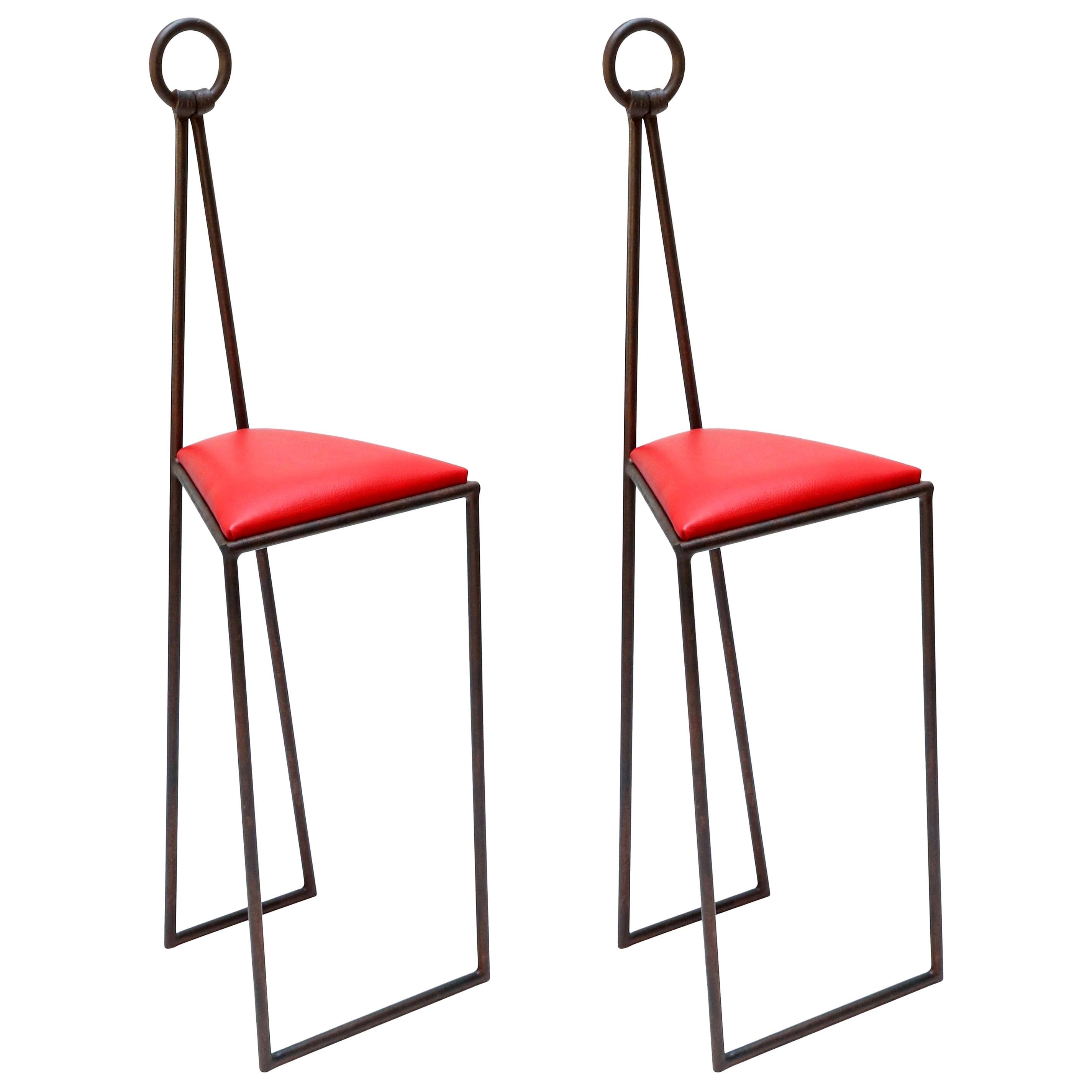 The Iron and Rolled Seat Bar Stool by Thomas Hayes Gallery at 1stDibs