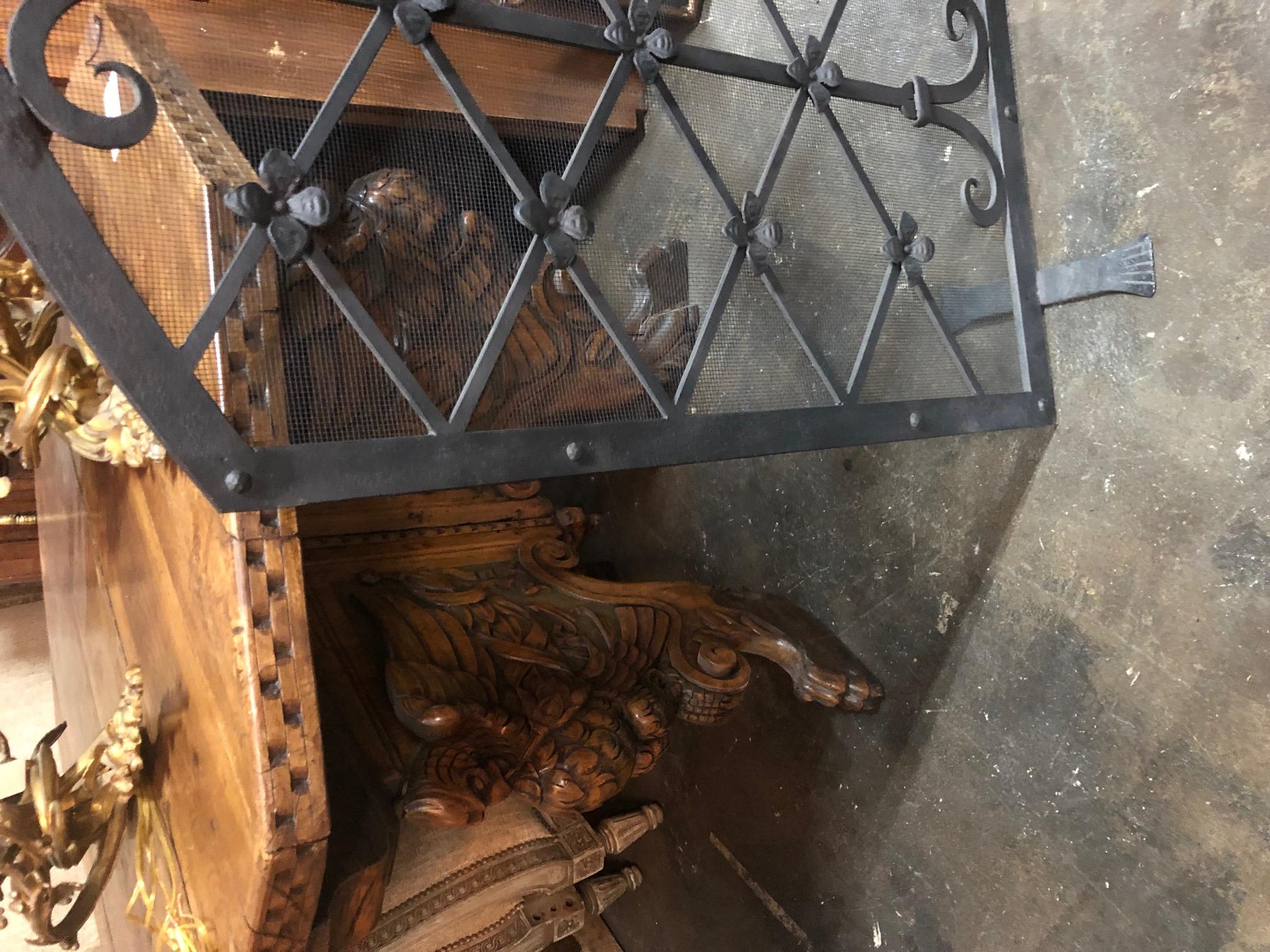 This available iron fire screen was made by us at Legacy Antiques in Dallas.
But we can make one custom for you in any size or shape, any material, any color or finish you desire.
Approximately 5 to 6 weeks from start to finish.

 