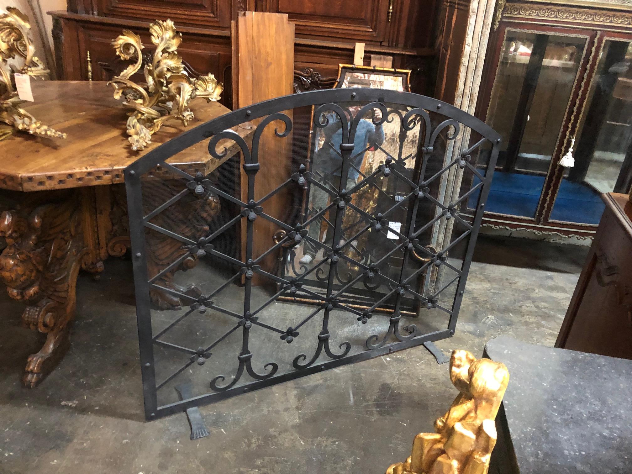 American Custom Iron Fire Screen Made by Legacy Antiques in Dallas