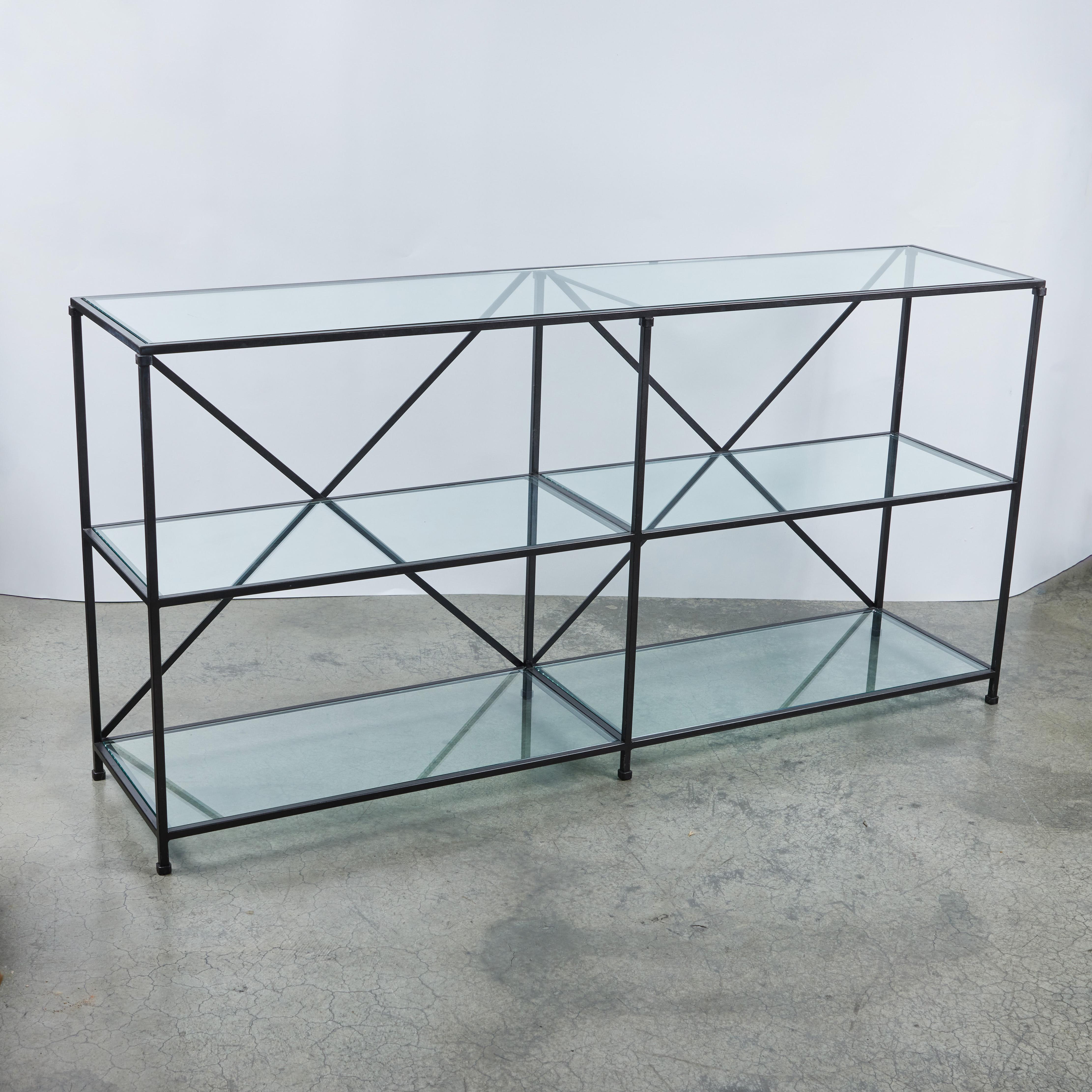 Custom Iron + Glass 3-tier Standing Display Shelf For Sale 1