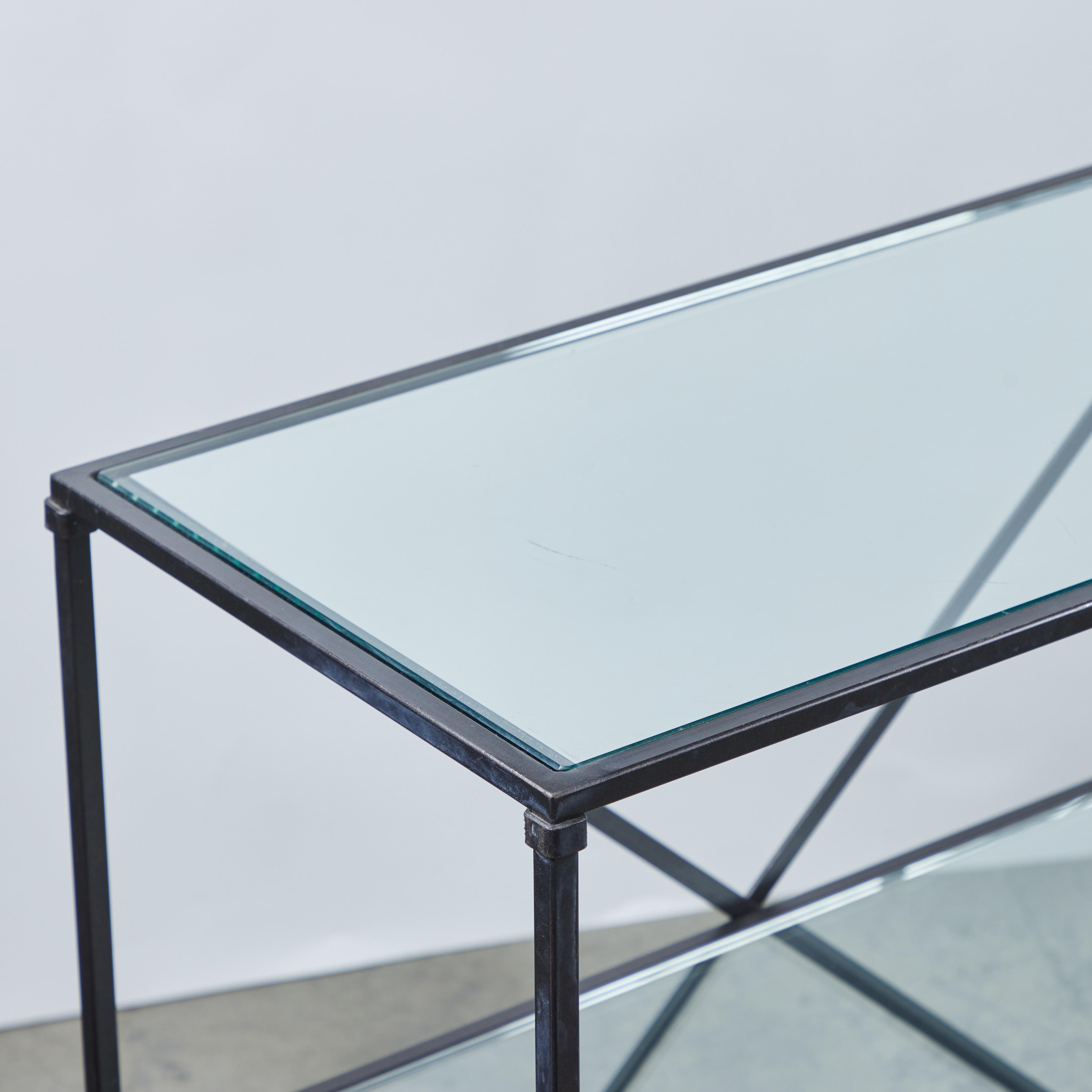 Custom Iron + Glass 3-tier Standing Display Shelf For Sale 2
