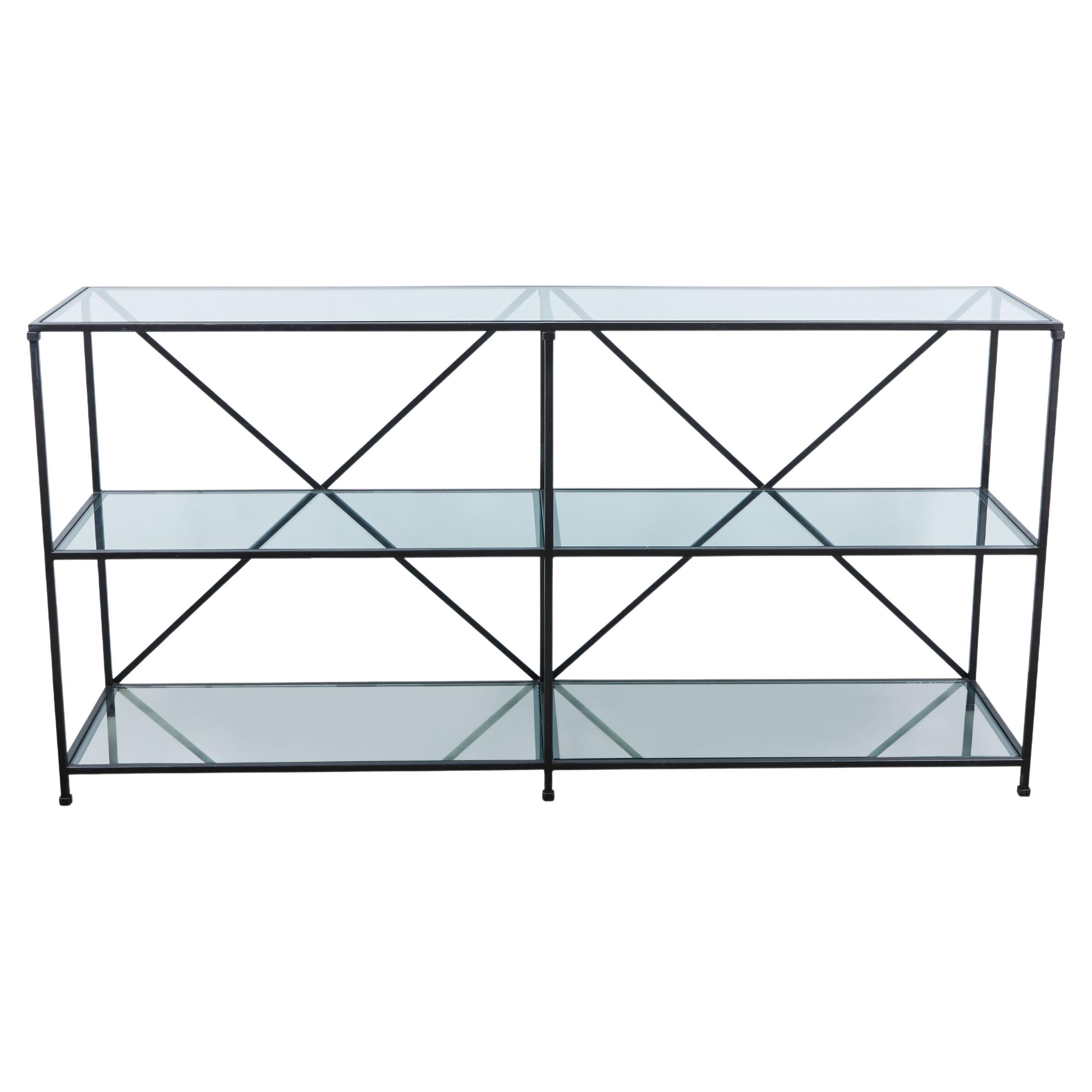 Custom Iron + Glass 3-tier Standing Display Shelf For Sale
