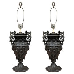 Vintage Custom Iron Table Lamp - Pair available