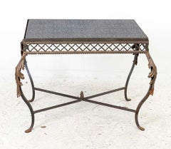 Custom Iron Table with Faux Leather Top