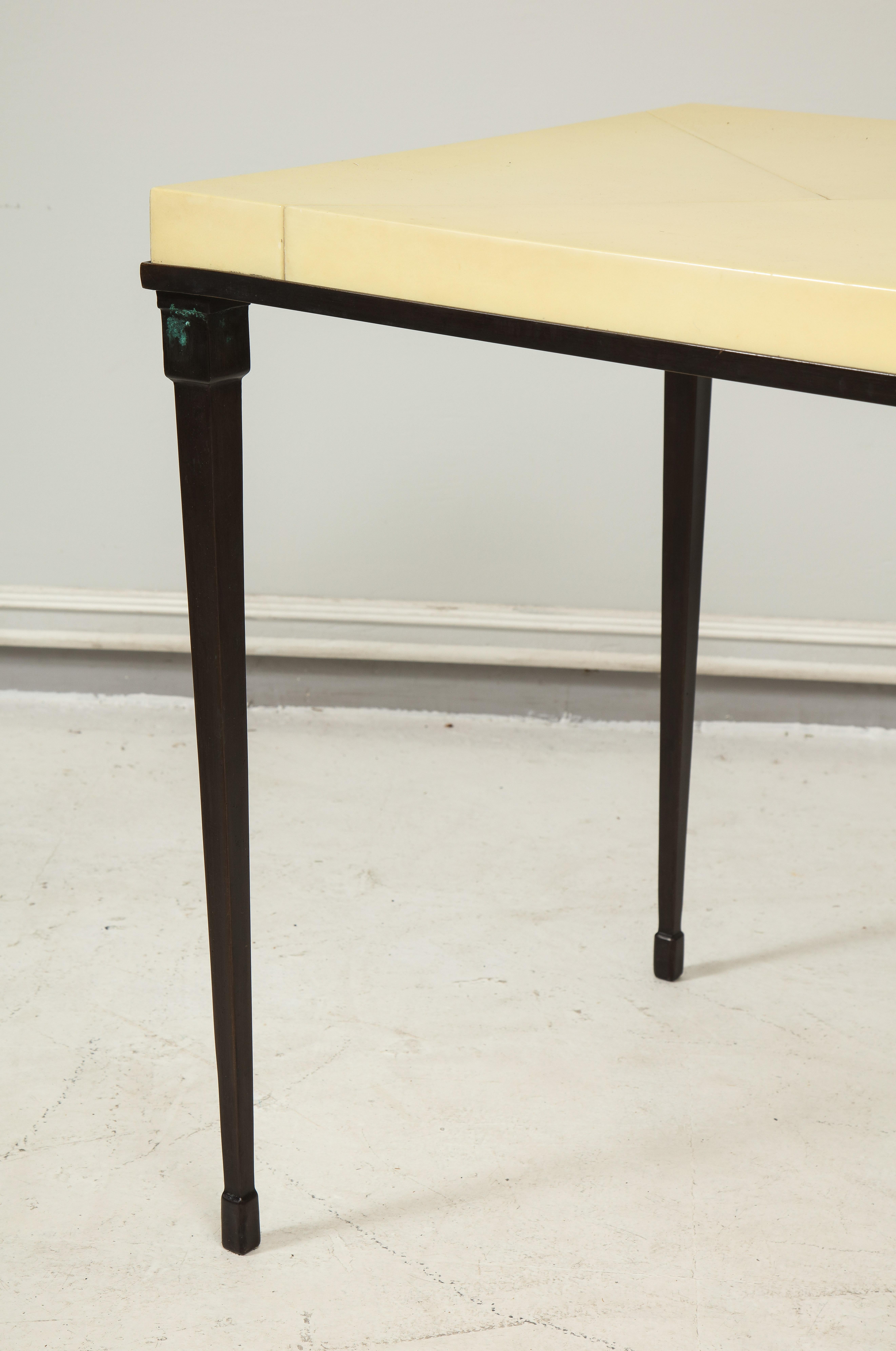 Contemporary Custom Parchment-Top Table with Iron Base