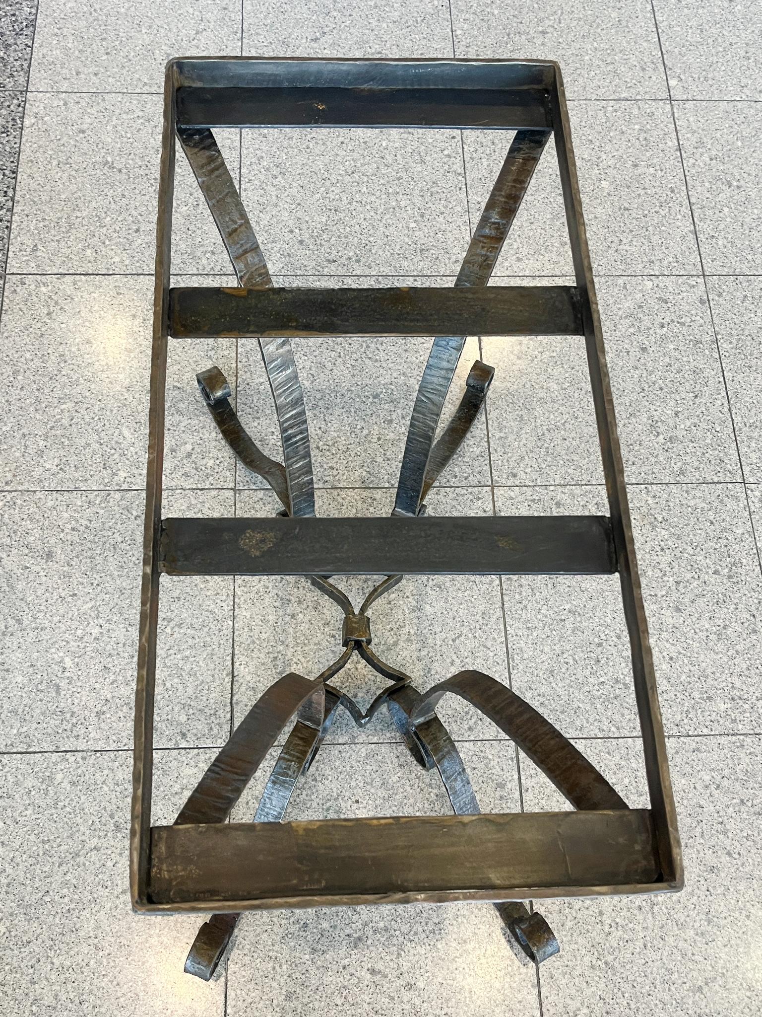 Custom Iron & White Carrara Marble Side Tables in the Style of René Drouet - A P For Sale 2