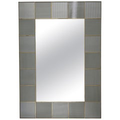 Benutzerdefinierte Italienisch Art Deco Silber Grau Murano Glas Geometrische Kachel Messing Spiegel