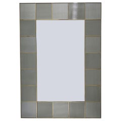 Benutzerdefinierte Italienisch Art Deco Silber Grau Murano Glas Geometrische Kachel Messing Spiegel
