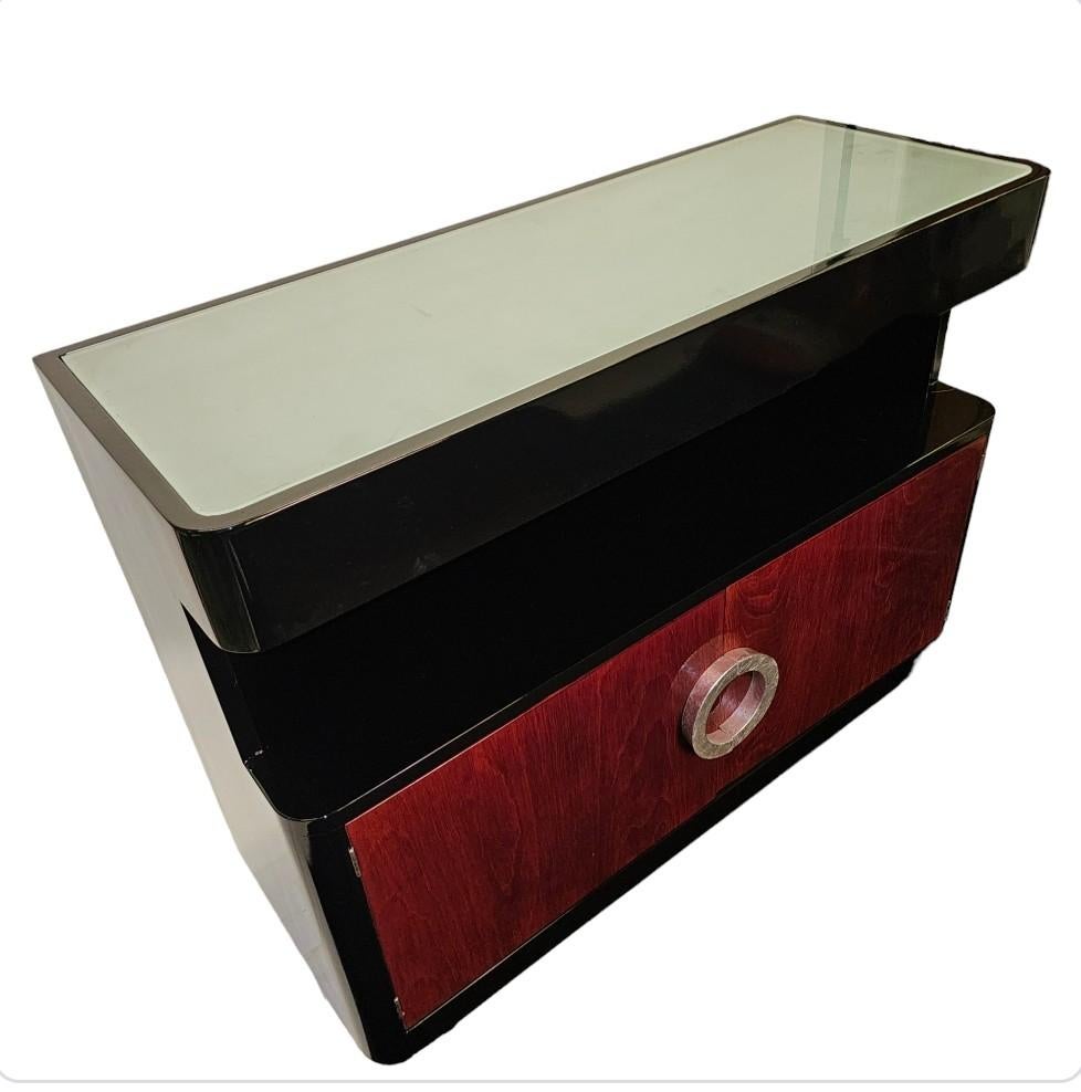 Mid-Century moderno Carrello da bar in vetro italiano personalizzato nello stile di Saporiti in vendita