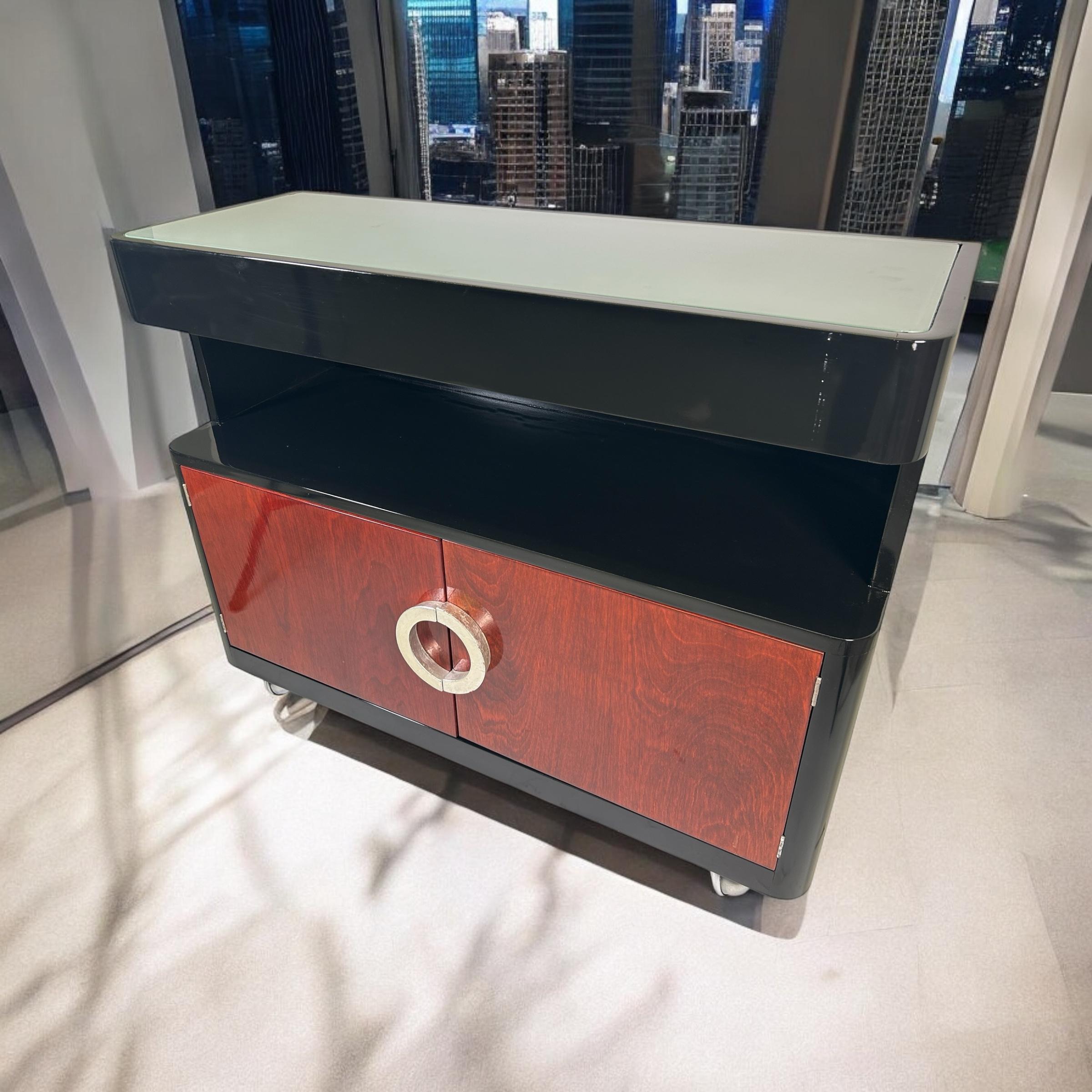 Metà XX secolo Carrello da bar in vetro italiano personalizzato nello stile di Saporiti in vendita