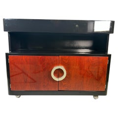 Custom Italian Glass Topped Bar Cart in the style of Saporiti