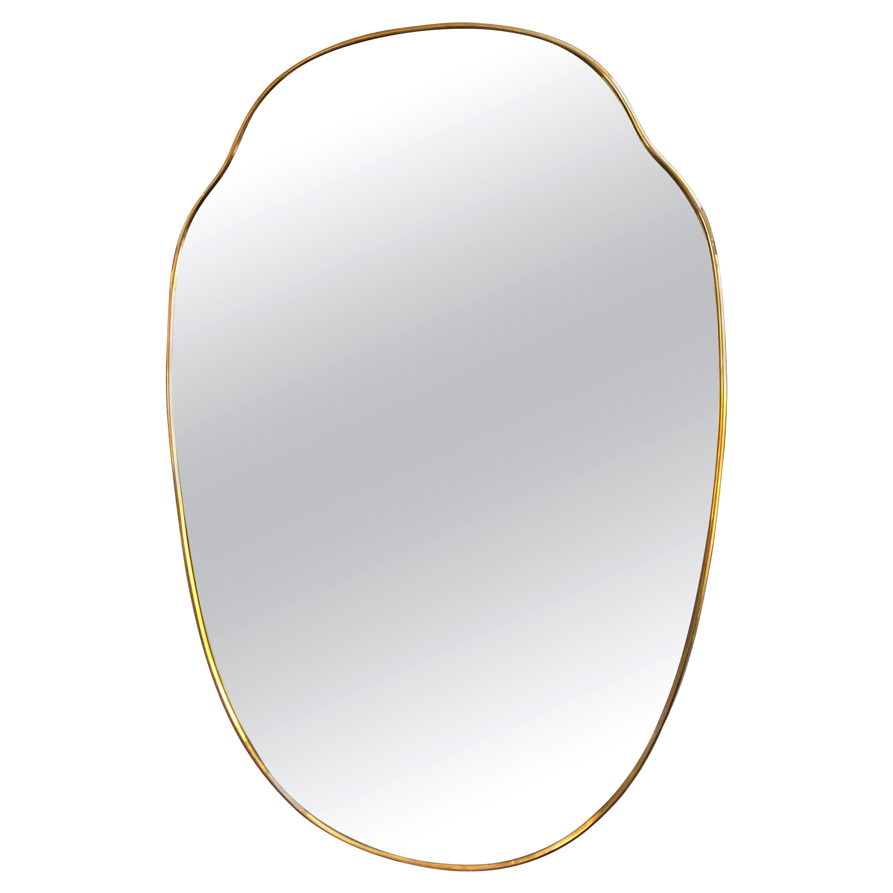 Custom Italian Brass Mirror by Le Lampade For Sale