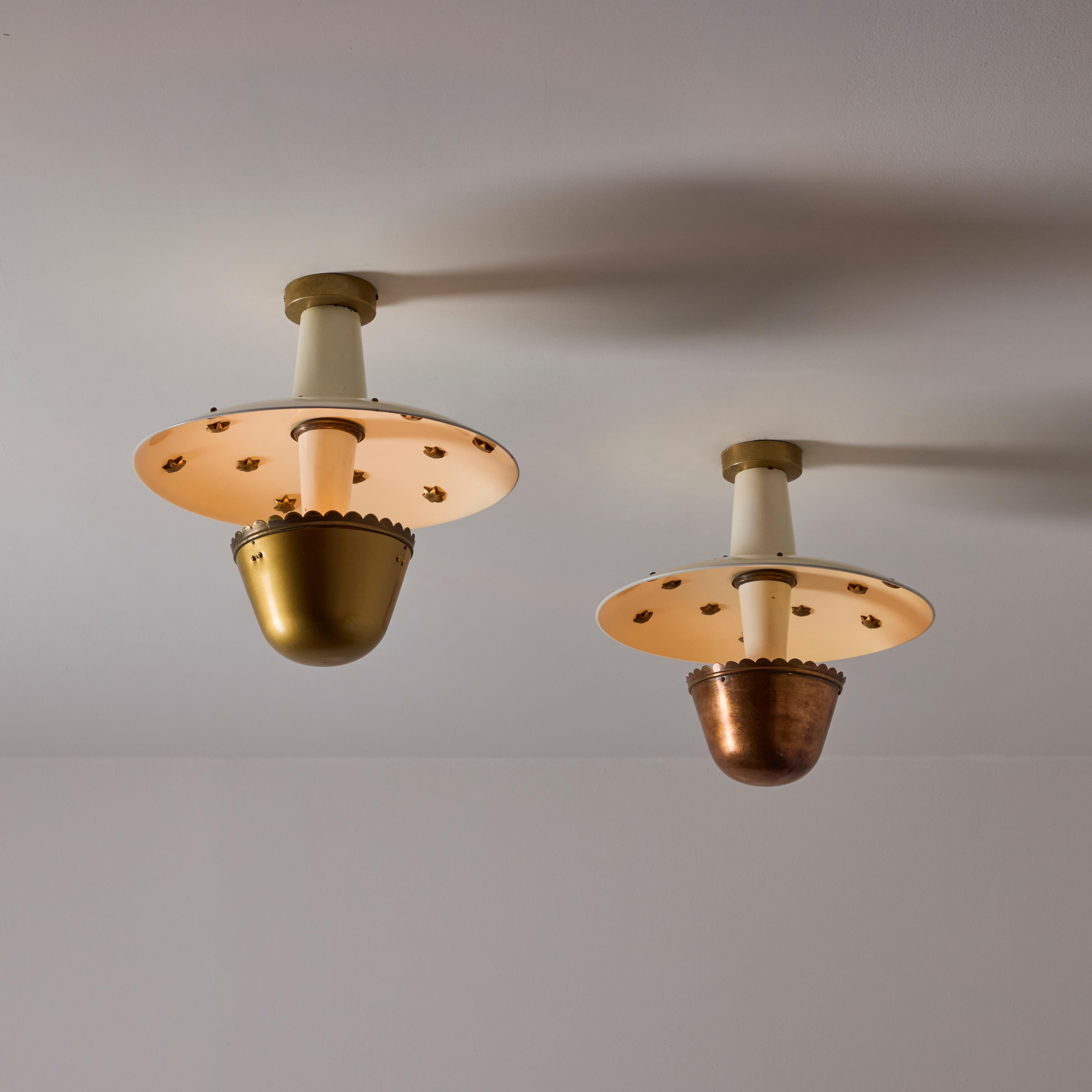 Patinated Single Custom Italian Ceiling Light