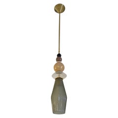 Cristal Italiano a Medida Oro Negro Gris Verde Murano Cristal Latón Lámpara Colgante