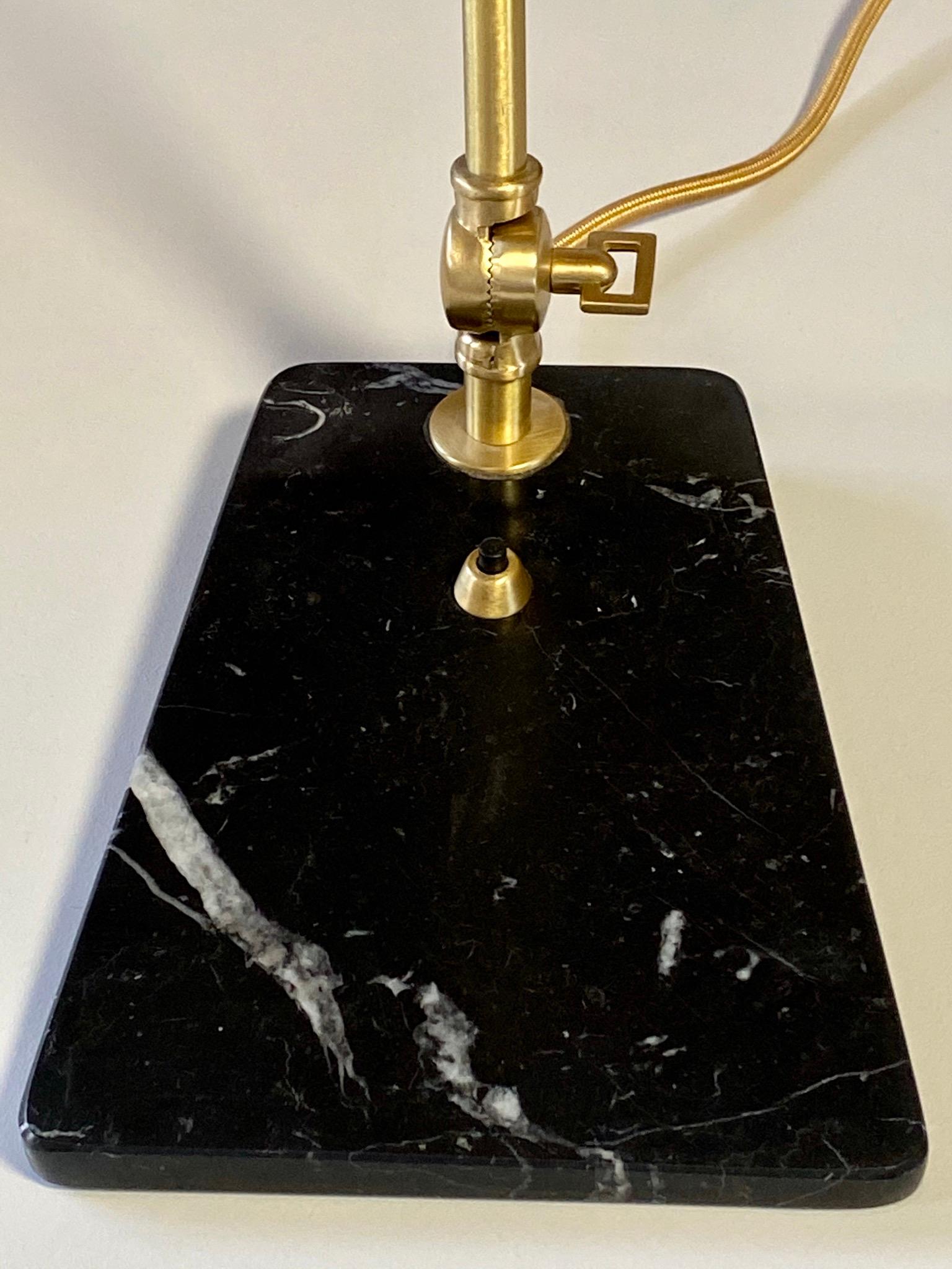 Custom Italian Mid-Century Modern Style Black Marble Brass Adjustable Table Lamp In New Condition In New York, NY