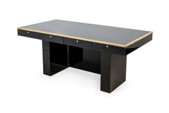 Custom Italian Mid-Century Style Black Lacquered Desk in the Style of Aldo Tura