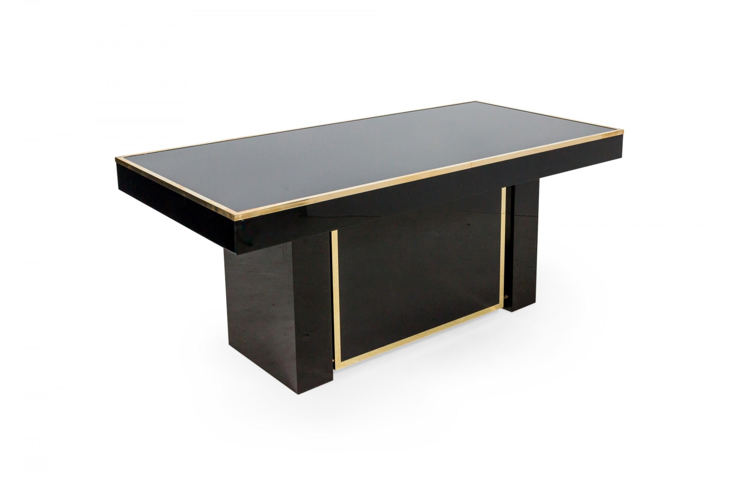Custom Italian Mid-Century Style Black Lacquered Desk in the Style of Aldo Tura In Good Condition For Sale In New York, NY