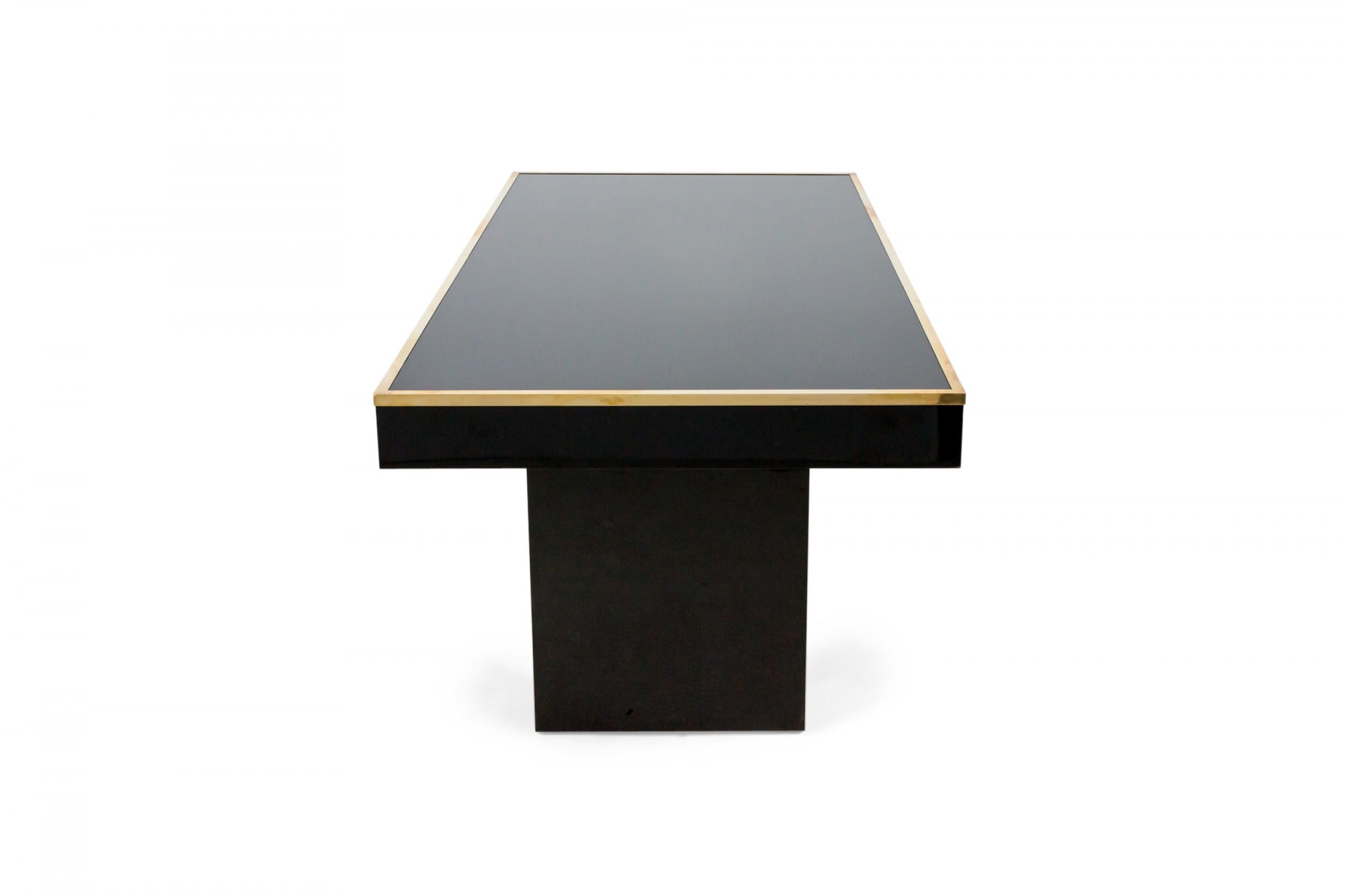 Contemporary Custom Italian Mid-Century Style Black Lacquered Desk in the Style of Aldo Tura For Sale