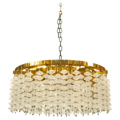 Italian Mid-Century Style Bubble Glass and Brass Chandeliers