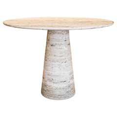 Custom Italian Travertine Natural Stone Table - Round Marble Table