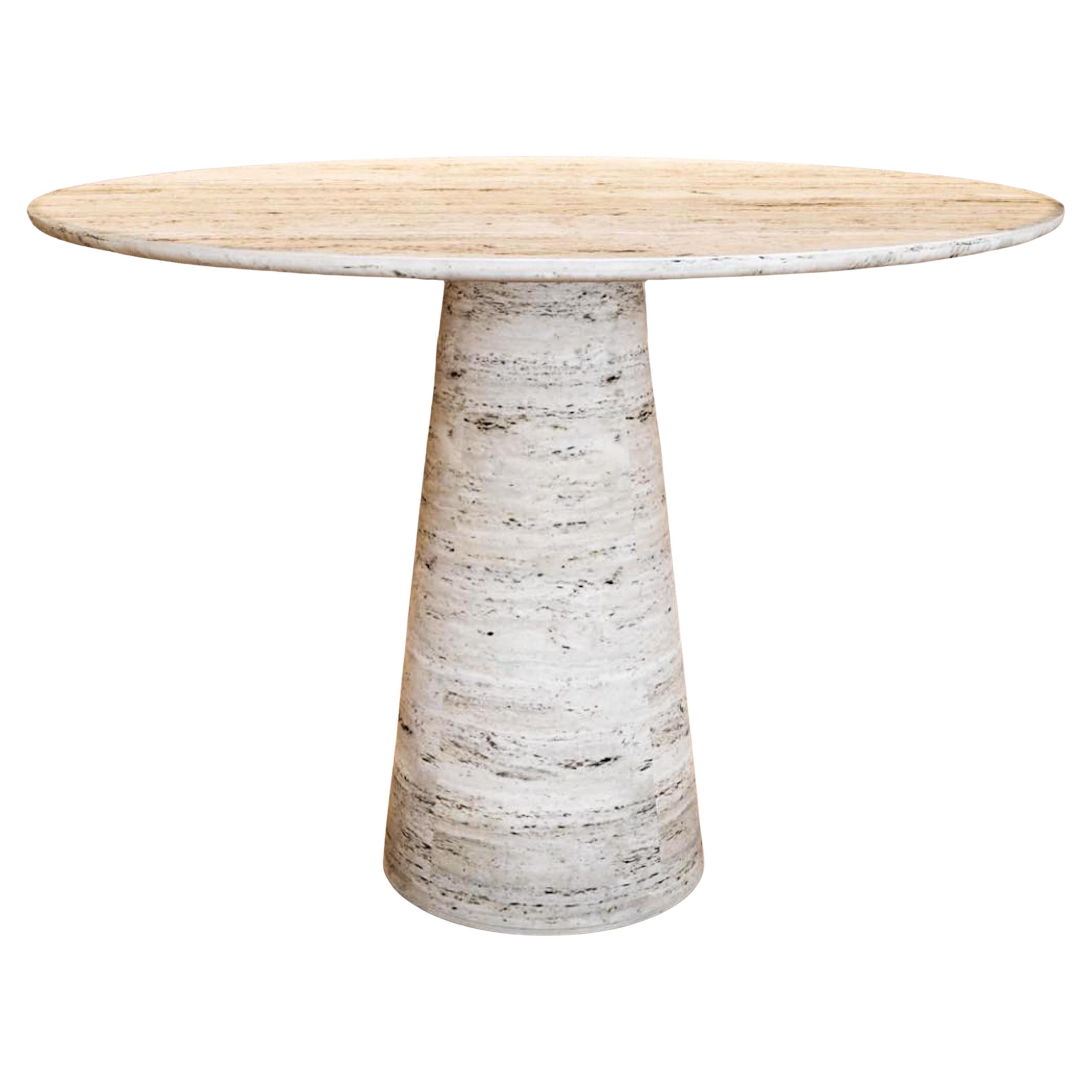 Custom Italian Travertine Natural Stone Table - Round Marble Table