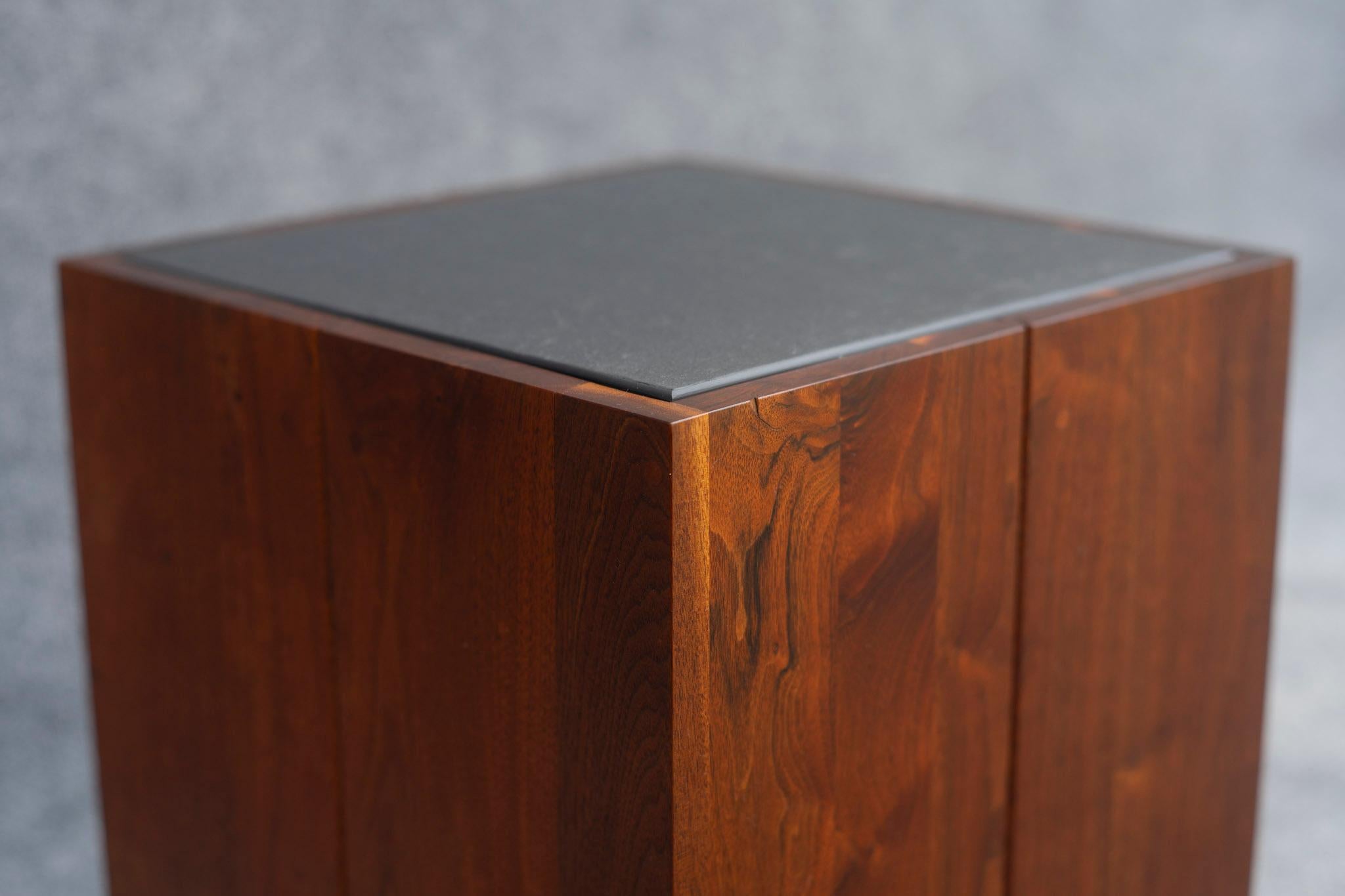 Joinery James Martin Studio Pedestal Side End Table American Black Walnut & Cleft Slate For Sale