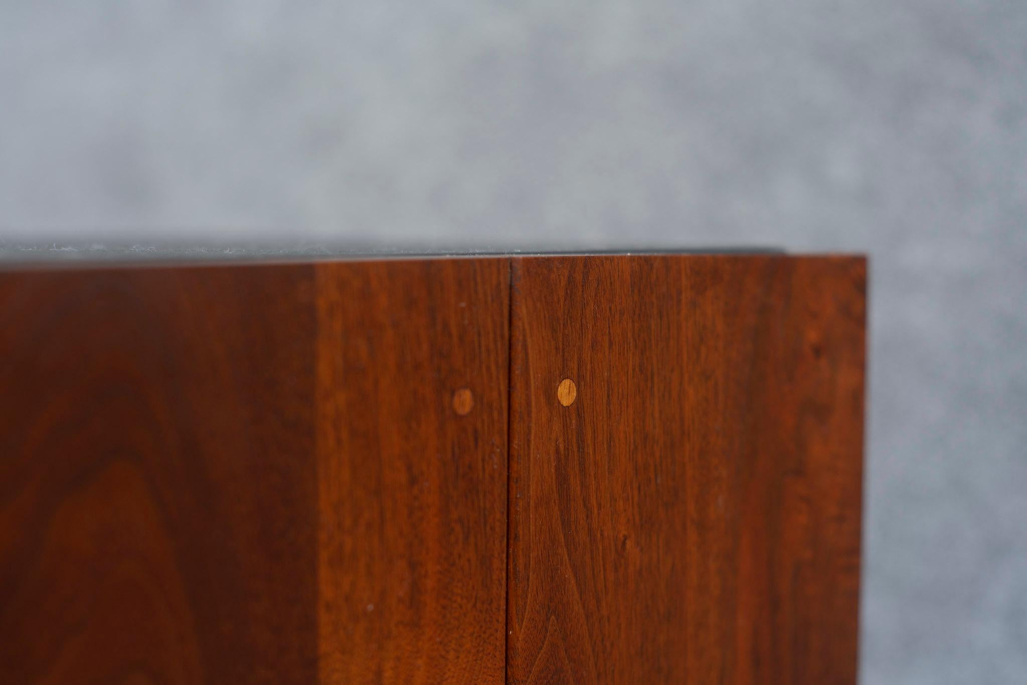 James Martin Studio Pedestal Side End Table American Black Walnut & Cleft Slate For Sale 1
